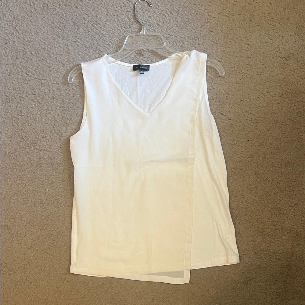 The Limited White V-Neck Sleeveless Asymmetric Camisole